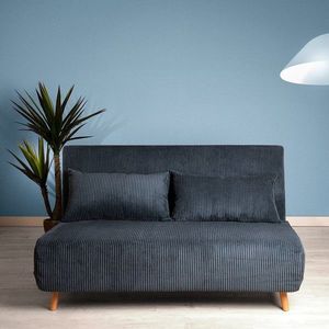 Canapea extensibila 2 locuri Solace, Homla, 140x91x84 cm, MDF/catifea din poliester, albastru imagine