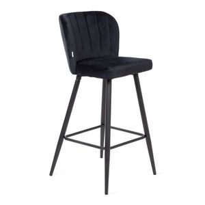 Scaun de bar Hana, Homla, 52x44x99 cm, MDF/metal/catifea din poliester, negru imagine