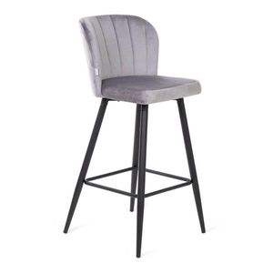 Scaun de bar Hana, Homla, 52x44x99 cm, MDF/metal/catifea din poliester, gri imagine