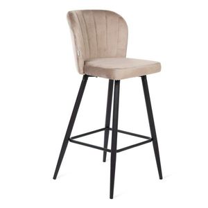 Scaun de bar Hana, Homla, 52x44x99 cm, MDF/metal/catifea din poliester, bej imagine