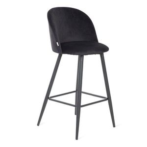 Scaun de bar Inu, Homla, 48x43x99 cm, MDF/metal/catifea din poliester, negru imagine