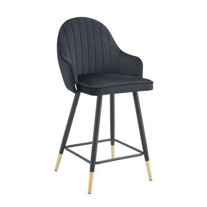 Scaun de bar Nuah, Homla, 50x45x105 cm, MDF/catifea din poliester, negru imagine