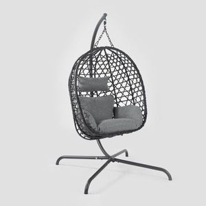 Leagan/balansoar gradina Nido, Homla, 106x104x184 cm, otel/ratan/poliester, gri imagine