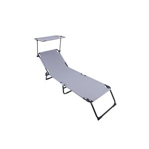 Sezlong cu parasolar Heinner, 186x55x24 cm, otel/textil, gri imagine