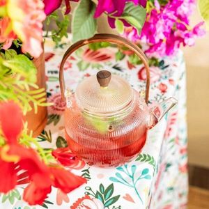 Ceainic Corrie, Homla, 550 ml, sticla/lemn, transparent/maro imagine