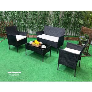 Set mobilier de gradina 4 piese Heinner, 99x41x79 cm/71x41x39 cm, otel/sticla, negru imagine