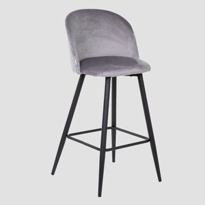 Scaun de bar Inu Reducido, Homla, 48.5x43x89 cm, metal/MDF/catifea din poliester, gri imagine