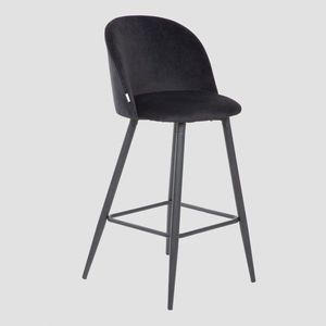 Scaun de bar Inu Reducido, Homla, 48.5x43x89 cm, metal/MDF/catifea din poliester, negru imagine