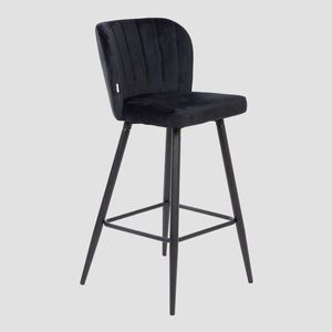 Scaun de bar Hana Reducido, Homla, 52x44x89 cm, metal/MDF/catifea din poliester, negru imagine