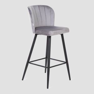 Scaun de bar Hana Reducido, Homla, 52x44x89 cm, metal/MDF/catifea din poliester, gri imagine