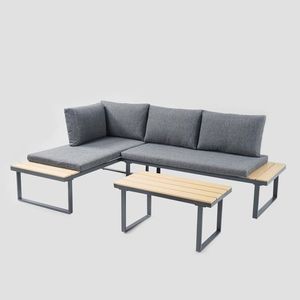 Set mobilier pentru gradina 3 piese Lusso, Homla, 145x67x72 cm, otel/poliester/polipropilena, multicolor imagine