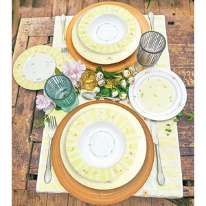 Serviciu de masa 18 piese, Brandani, Polline Yellow, portelan New Bone China imagine