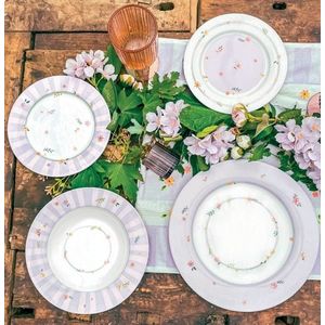 Serviciu de masa 18 piese, Brandani, Polline Lilac, portelan New Bone China imagine