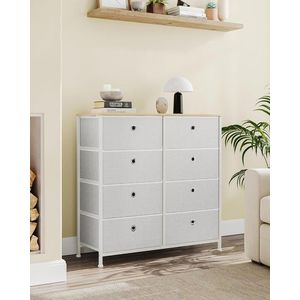 Comoda cu 8 sertare textile, Songmics, 80x30x81.5 cm, MDF/material netesut, maro/negru imagine