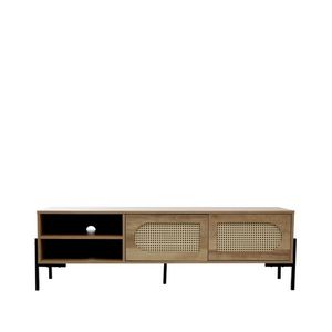 Comoda TV Haga, Homla, 140x40x44 cm, MDF/metal, natur imagine