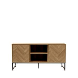 Comoda TV Swen, Homla, 120x38x60 cm, MDF/metal, natur imagine