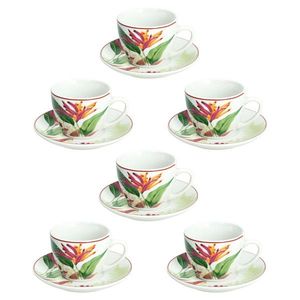 Set 6 cesti de cafea cu farfurie Madison Tropicalia, Tognana, 90 ml, portelan, multicolor imagine