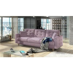 Canapea extensibila 3 locuri ELTAP, Ask02, Asgard, 233x92x93 cm, lemn/poliester, roz imagine