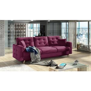Canapea extensibila 3 locuri ELTAP, Ask03, Asgard, 233x92x93 cm, lemn/poliester, roz inchis imagine