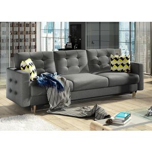 Canapea extensibila 3 locuri ELTAP, Ask09, Asgard, 233x92x93 cm, lemn/poliester, gri inchis imagine