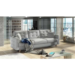 Canapea extensibila 3 locuri ELTAP, Ask11, Asgard, 233x92x93 cm, lemn/poliester, gri deschis imagine