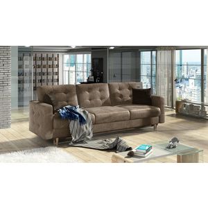 Canapea extensibila 3 locuri ELTAP, Ask13, Asgard, 233x92x93 cm, lemn/poliester, maro imagine