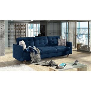 Canapea extensibila 3 locuri ELTAP, Ask14, Asgard, 233x92x93 cm, lemn/poliester, albastru inchis imagine