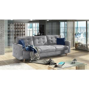 Canapea extensibila 3 locuri ELTAP, Ask15, Asgard, 233x92x93 cm, lemn/poliester, gri deschis imagine