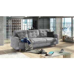 Canapea extensibila 3 locuri ELTAP, Ask16, Asgard, 233x92x93 cm, lemn/poliester, gri deschis imagine