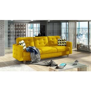 Canapea extensibila 3 locuri ELTAP, Ask17, Asgard, 233x92x93 cm, lemn/poliester, galben imagine