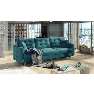 Canapea extensibila 3 locuri ELTAP, Ask20, Asgard, 233x92x93 cm, lemn/poliester, verde imagine
