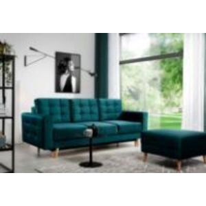 Canapea extensibila 3 locuri ELTAP, Ask21, Asgard, 233x92x93 cm, lemn/poliester, verde imagine