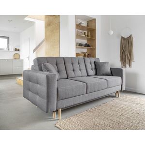 Canapea extensibila 3 locuri ELTAP, Ask76, Asgard, 233x92x93 cm, lemn/poliester, gri imagine