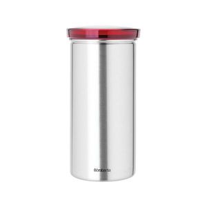 Organizator pentru 18 capsule de cafea, Brabantia, Matt Fingerprint Proof , 8.5x17 cm, inox, argintiu mat/rosu imagine