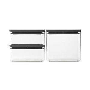Set 3 recipiente depozitare, Brabantia, Tasty+, 2x1.5 L, 1x3.5 L, plastic, gri inchis imagine
