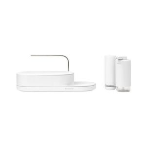 Set organizator chiuveta si dozator sapun 3 piese, Brabantia, SinkStyle Mineral, 35x13x16 cm, plastic, alb imagine
