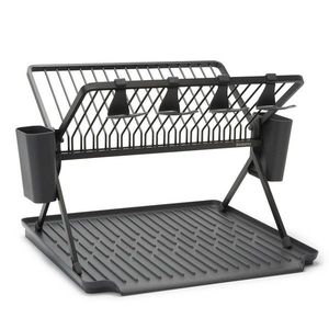 Scurgator de vase cu suport tacamuri, pliabil, Brabantia, SinkSide, 51x42x33 cm, aluminiu, gri inchis imagine