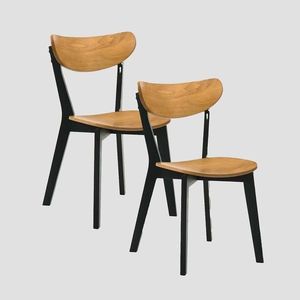 Set 2 scaune Vieri, Homla, 54x46.5x75.5 cm, lemn de cauciuc, natur/negru imagine