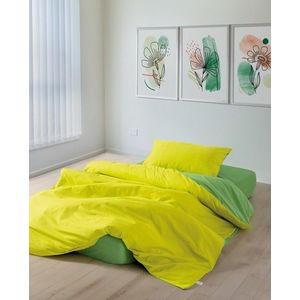 Lenjerie de pat pentru o persoana, Sage - Yellow, Green, Cozy Home, Bumbac Ranforce imagine