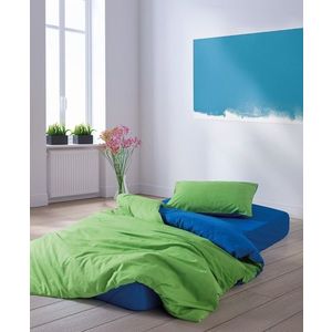 Lenjerie de pat pentru o persoana, Sage - Green, Blue, Cozy Home, Bumbac Ranforce imagine