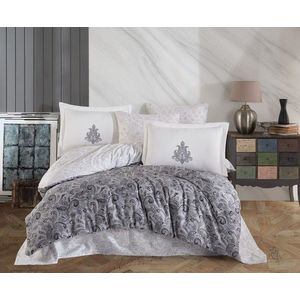 Lenjerie de pat dubla, Mirabel - Grey, Hobby, Bumbac Satinat imagine
