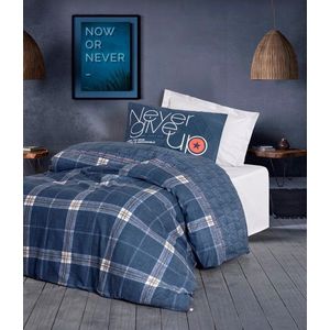 Lenjerie de pat pentru o persoana Young, Given - Grey v2, Cotton Box, Bumbac Ranforce imagine