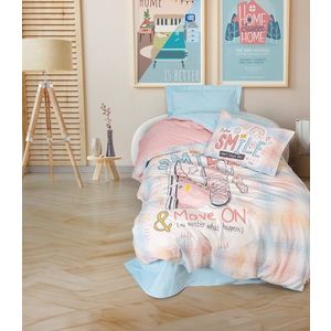 Lenjerie de pat pentru o persoana Young, Smile - Mint, Cotton Box, Bumbac Ranforce imagine