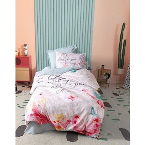 Lenjerie de pat pentru o persoana Young, Wings - Mint, Cotton Box, Bumbac Ranforce imagine