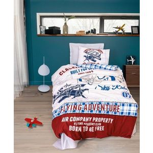 Lenjerie de pat pentru o persoana Young, Flying - Grey v2, Cotton Box, Bumbac Ranforce imagine