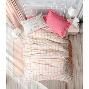 Lenjerie de pat pentru o persoana Young, Jours Fitted - Pink, Cotton Box, Bumbac Ranforce imagine