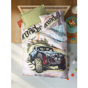 Lenjerie de pat pentru o persoana Young, Adventure Fitted - Green, Cotton Box, Bumbac Ranforce imagine