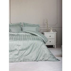 Set cuvertura matlasata dubla Bamboo, Bamboo Stripe - Mint, Cotton Box, 60% bumbac satinat/40% bambus imagine