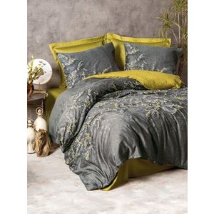 Lenjerie de pat dubla, Libby - Green, Cotton Box, Bumbac Satinat imagine