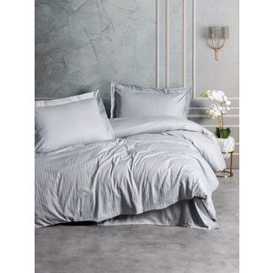 Lenjerie de pat dubla, Stripe - Grey, Cotton Box, Bumbac Satinat imagine